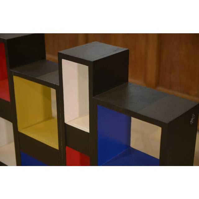 Blue Shelf Pictorial Intervention in the style of Piet Mondrian, 1960s For Sale - Image 8 of 13
