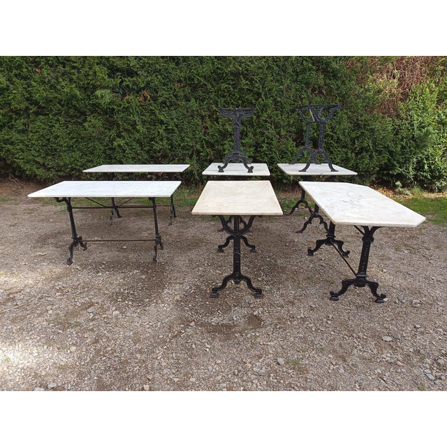 Antique Marble Bistro Tables, 1890s, Set of 8 For Sale - Image 3 of 18