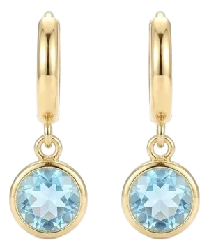 Natural Blue Topaz Hoop Earrings, Dainty Drop Minimalist Silver Hoops, December Birthstone Jewelry, A Pair