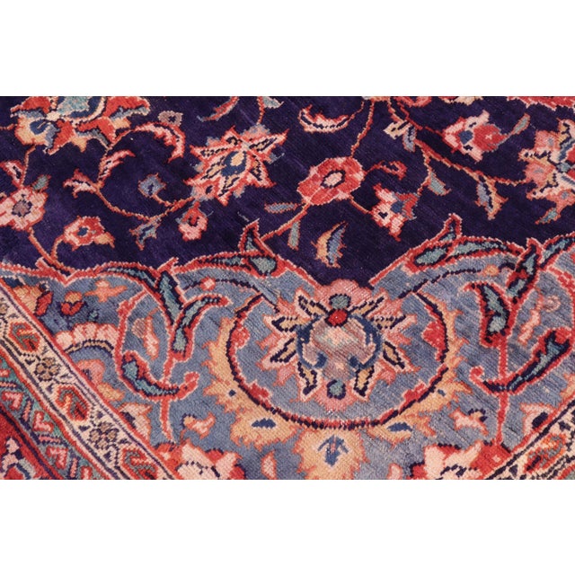 1980s Shabby Chic Persian Blue/Rust Wool Rug - 6'4'' X 12'1'' For Sale - Image 5 of 10