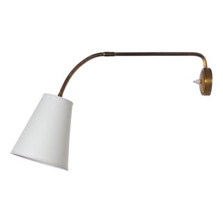 Scandinavian Modern Brass Wall Lamp with Adjustable Arm, 1950s For Sale