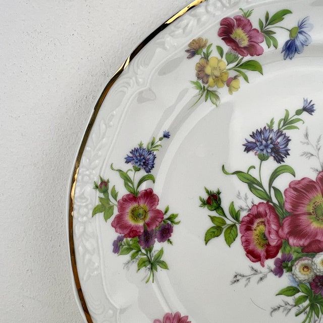 Ceramic Vintage Floral Porcelain Plate from Disfer Limoges, 1950s For Sale - Image 7 of 11