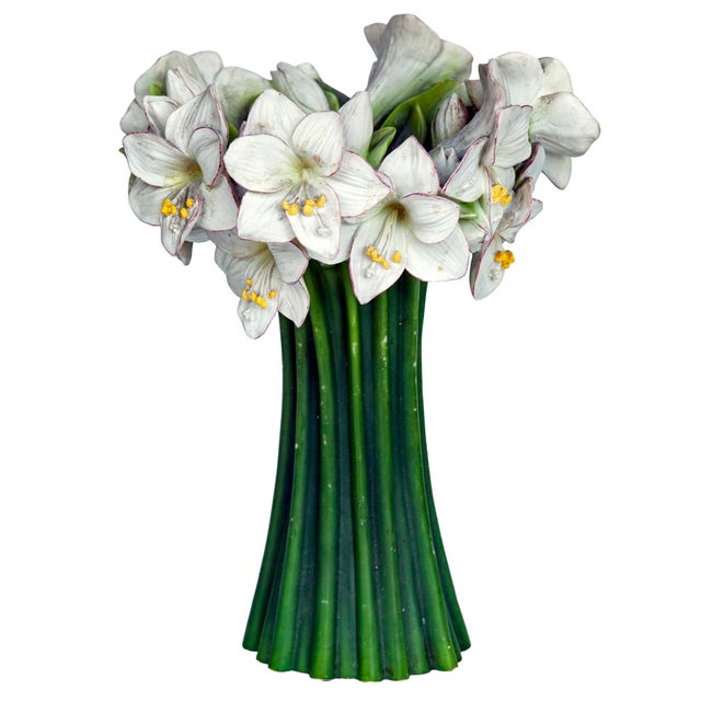 American Vintage Amarillis Resin Flower Vase For Sale - Image 3 of 9