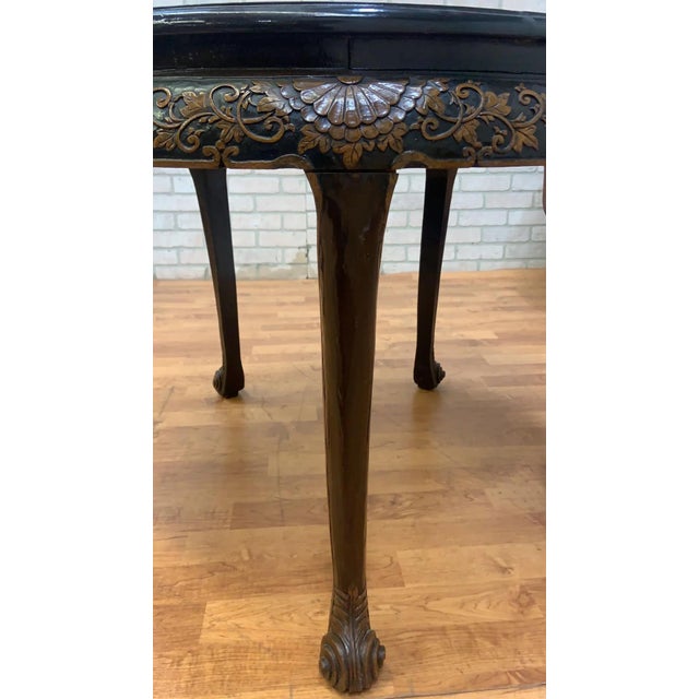 Vintage Asian Carved Ornate Tea/Coffee Table With 5 Nesting Stools For Sale - Image 9 of 10
