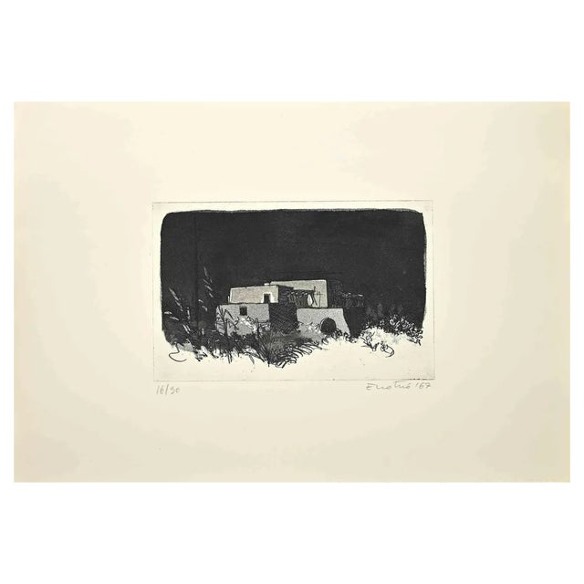 Enotrio Pugliese, Landscape, 1967, Etching For Sale