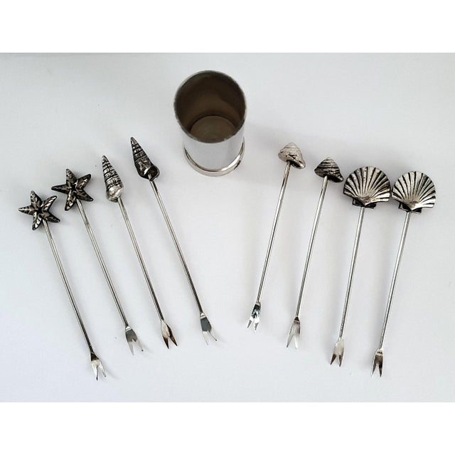 Silver Seashell Shell Cocktail Picks For Sale - Image 8 of 8