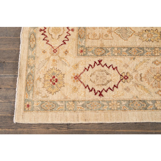 Textile 21st Century Modern Beige Peshawar Wool Rug With Floral Motif For Sale - Image 7 of 11