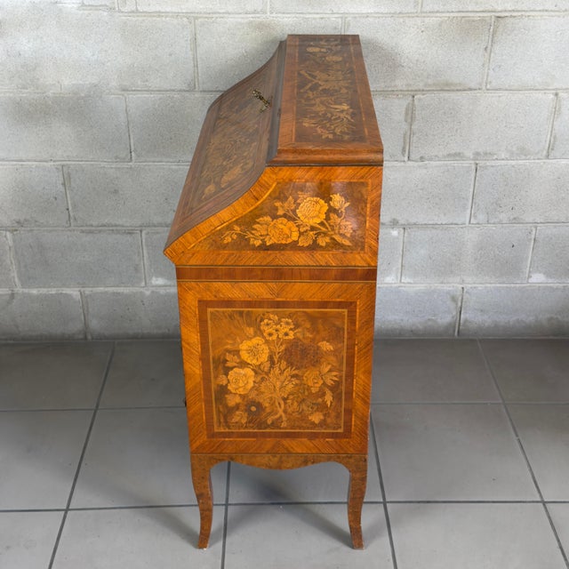 Antique Italian Inlaid Wooden Chest of Drawers For Sale - Image 4 of 11