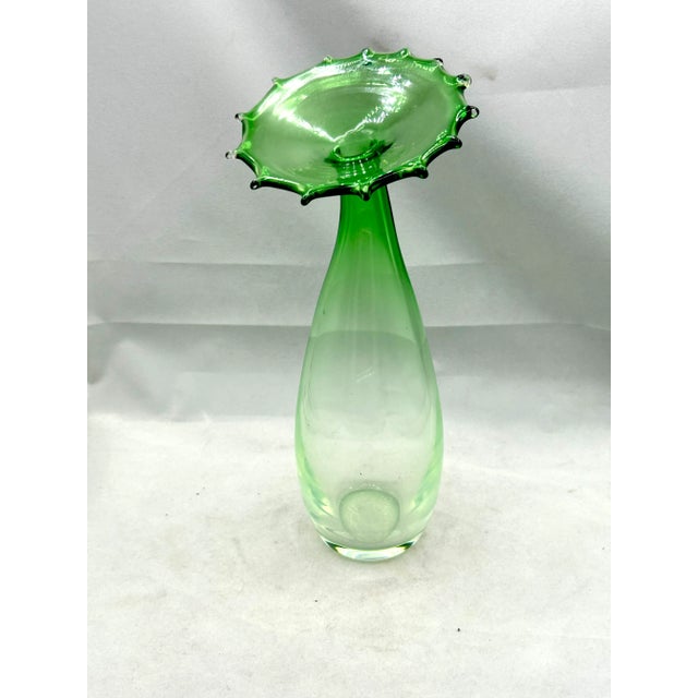1970s 1970s La Murrina Signed Murano Hand-Blown Green Art Glass Vase For Sale - Image 5 of 10