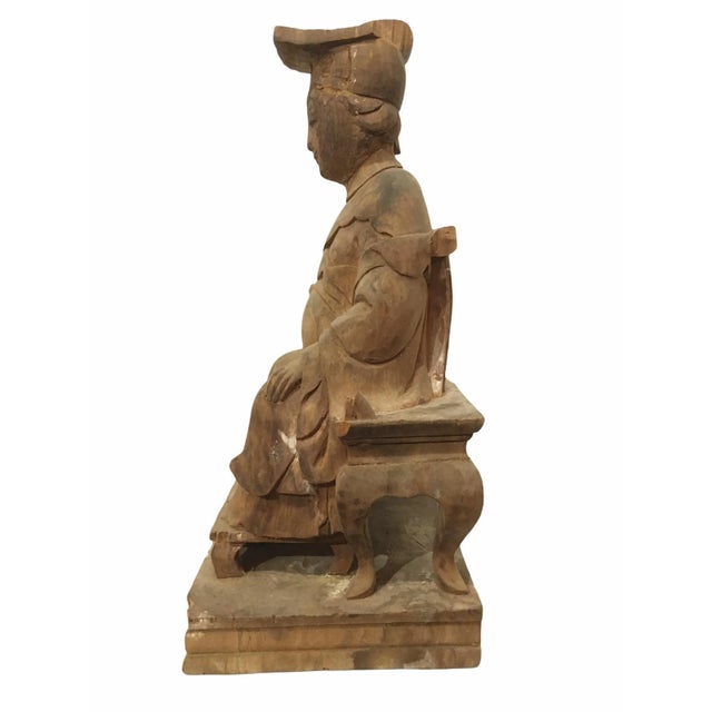 1940s 1940s Raw Carved Wood Taiwanese Deity Statue For Sale - Image 5 of 13