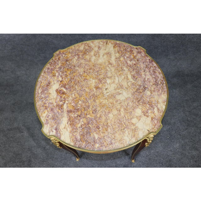 French Late 19th C French Louis XV Style Marble Top Bronze End Table by Sormani For Sale - Image 3 of 11