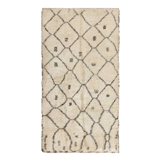 Nazmiyal Collection Ivory Shag Vintage Beni Ourain Moroccan Rug For Sale