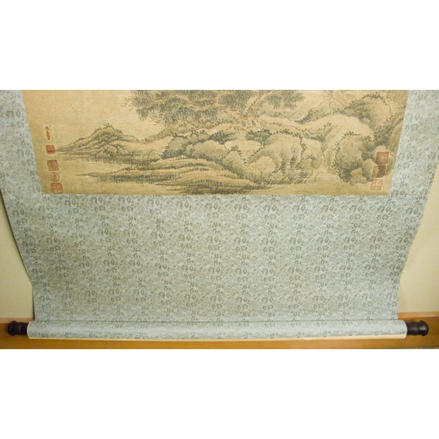 Blue Early 20th Century Chinese Landscape Scroll For Sale - Image 8 of 10