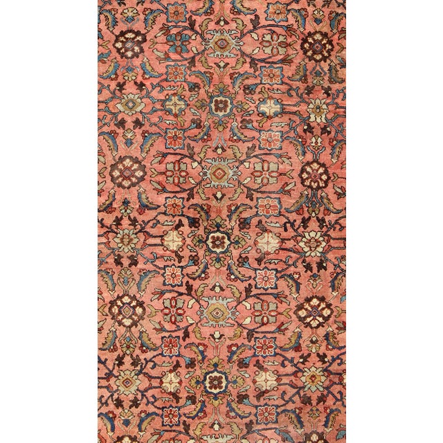 Antique Persian Sultanabad Colorful Rug With All-Over Design in Salmon & Gold 7'6"x10'3" For Sale - Image 4 of 8