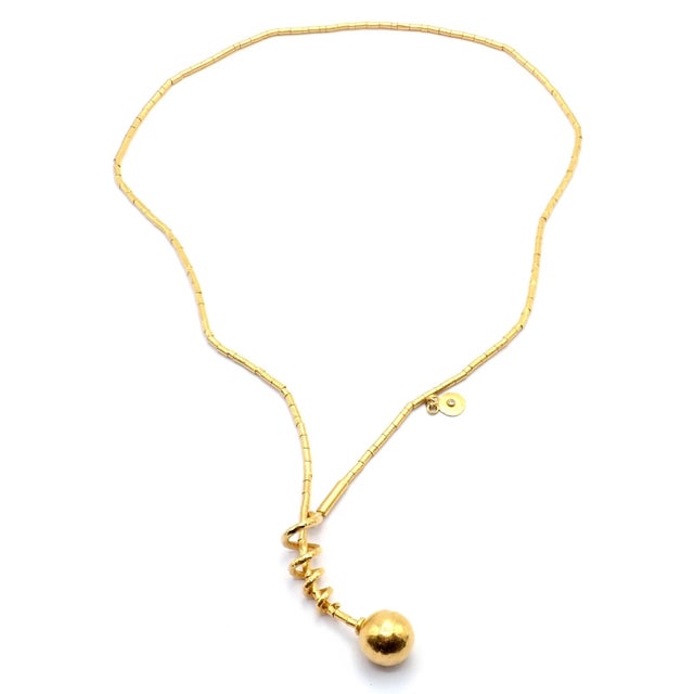 1990s Gurhan Vertigo Yellow Gold Lariat Beaded Spiral Necklace For Sale - Image 10 of 13