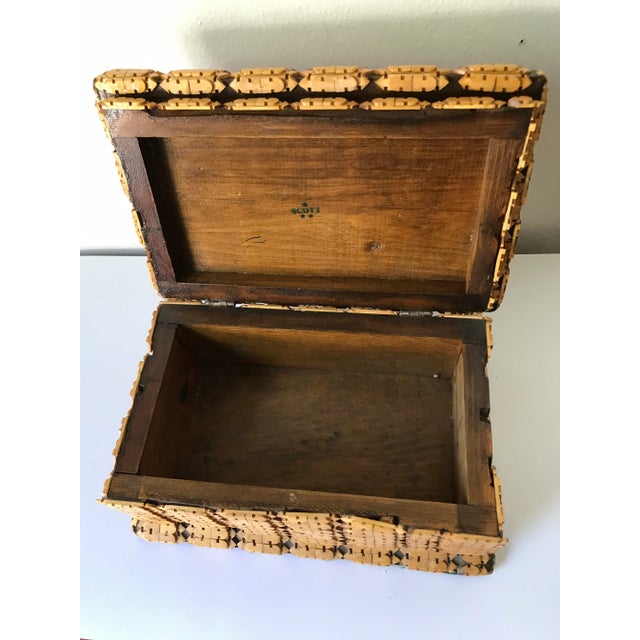 Vintage Outsider / Tramp Art Carved Wood Box by Scott For Sale - Image 10 of 10