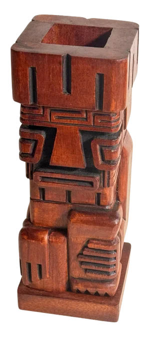 Wooden Tiki Totem Sculpture Pen Holder, 1960