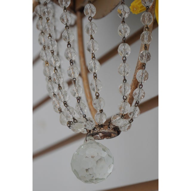 1980s 1980s Pair Neopolitan Style Crystal & Gilt Metal Wall Sconces For Sale - Image 5 of 12