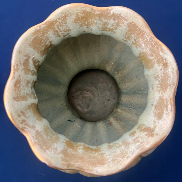 Mid 20th Century Vintage Hollywood Regency Celadon Triple Elephant Lotus Cachepot For Sale - Image 5 of 6