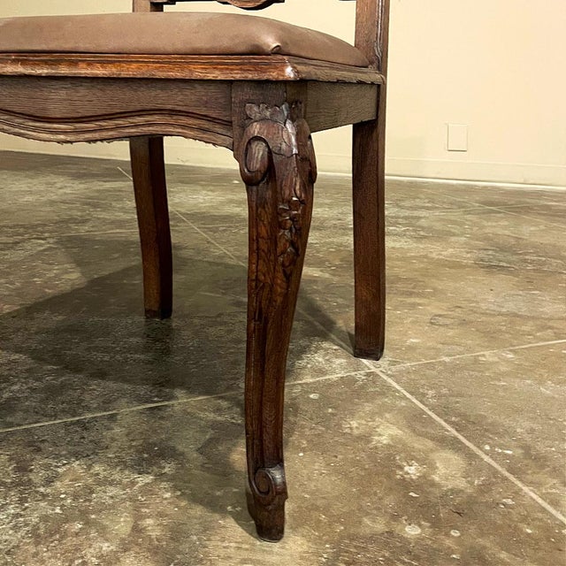 Set of 6 Antique Country French Louis XVI Dining Chairs With Leather For Sale - Image 18 of 18