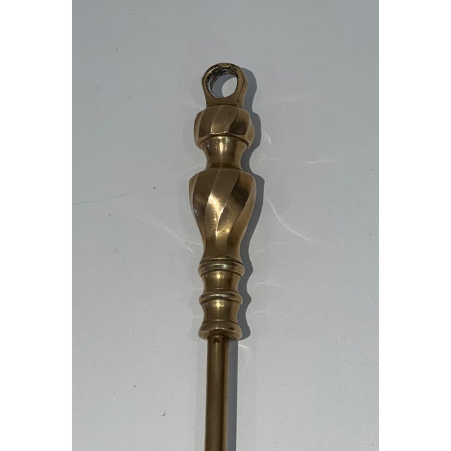 1970s Neoclassical Style Brass Fireplace Tools For Sale - Image 12 of 12