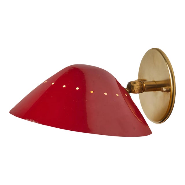 1950s Stilnovo Perforated Wall Sconce in Red, Unmarked For Sale