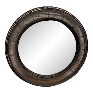Interlude Home Sculptural Metal Wire Round Wall Mirror For Sale