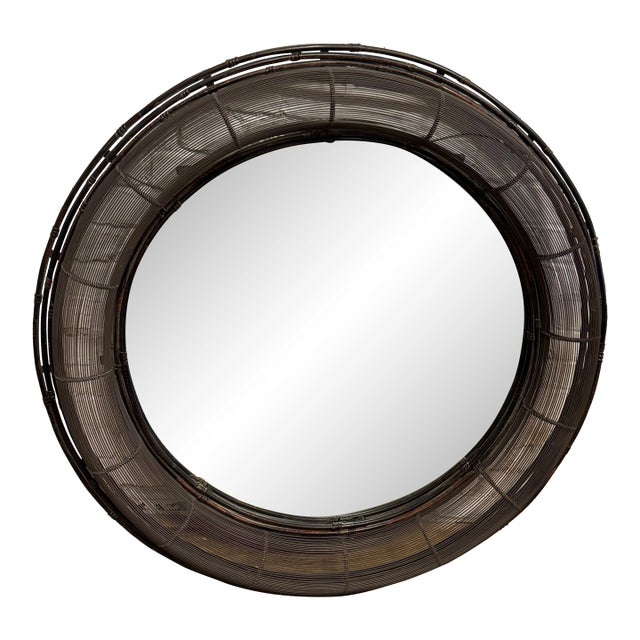 Interlude Home Sculptural Metal Wire Round Wall Mirror For Sale