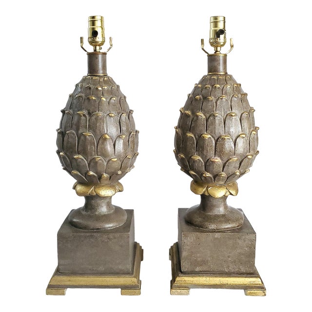 Vintage Pair of Artichoke Table Lamps Restored For Sale