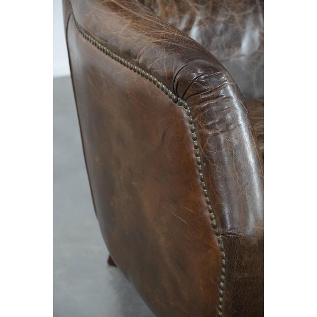 Vintage Brown Cowhide Armchair For Sale - Image 14 of 17