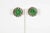 1970s Vintage Sterling Silver and Green Jade Pierced Button Stud Earrings 70's Pair Of For Sale - Image 5 of 8