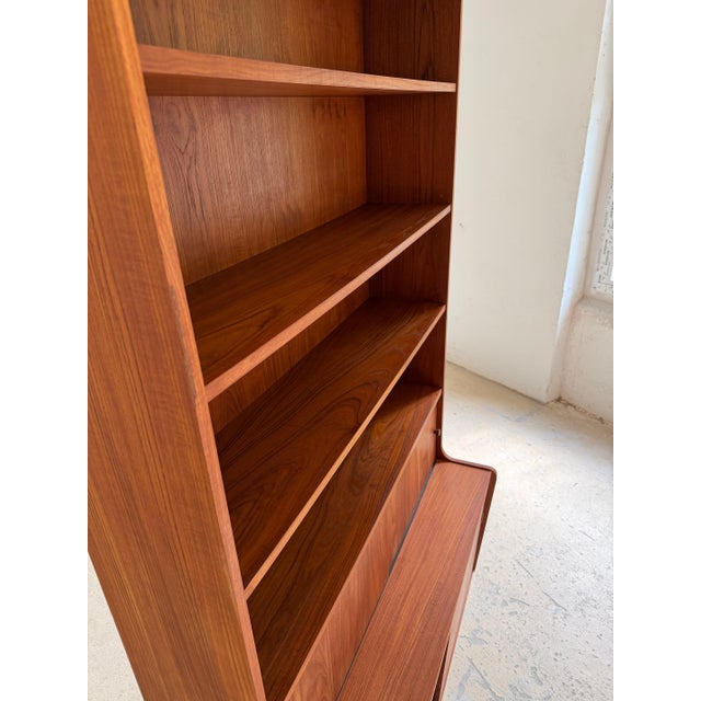 Teak Bookcase with Sliding Doors, Denmark For Sale - Image 9 of 11