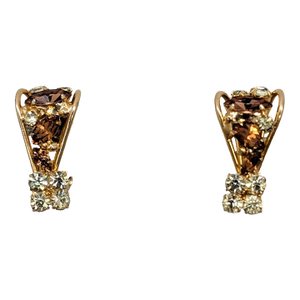 Vintage 1950s Signed Napier Faux-Topaz & Citrine Clip Earrings- 2 Pieces