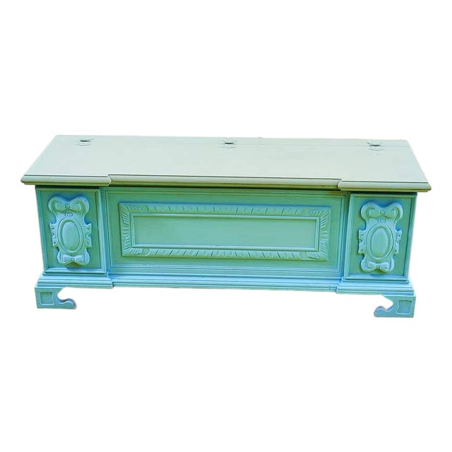 Vintage Chest in Aqua Green For Sale