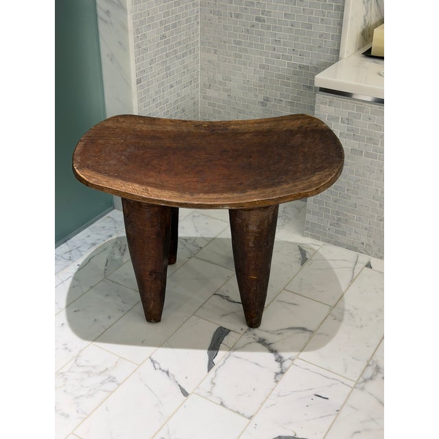 Early 20th Century Rustic Hand‑Carved Wooden Stool – Organic Primitive Accent From Material Possessions Chicago For Sale - Image 5 of 9