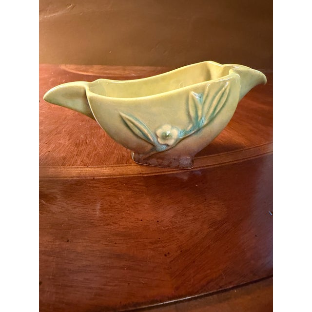Mid-Century Modern Vintage Roseville Wincraft Chartreuse Creamer and Sugar Bowl Set ca.1948 For Sale - Image 3 of 8