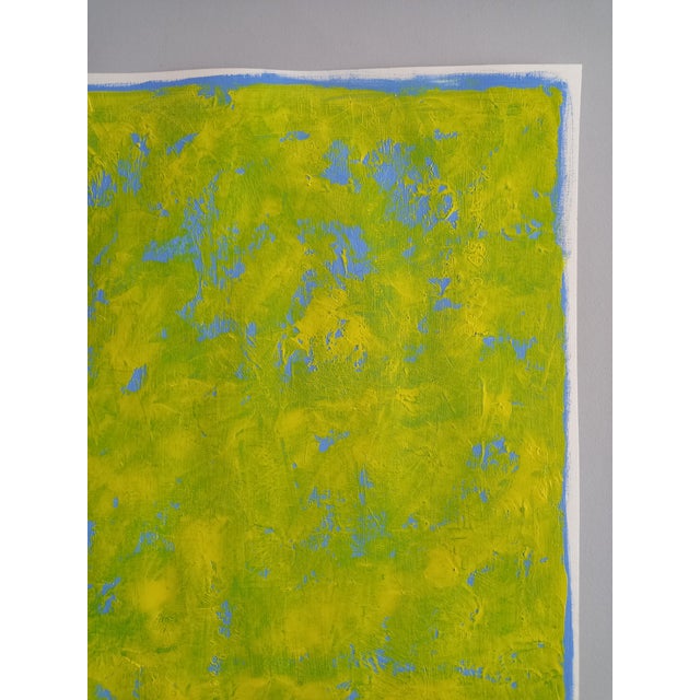 2020s Mark Rothko Inspired 'Yellow and Orange Over Blue' Color Field Minimalist Original Oil Painting by Diane Grant | Unframed | Color Field For Sale - Image 5 of 9