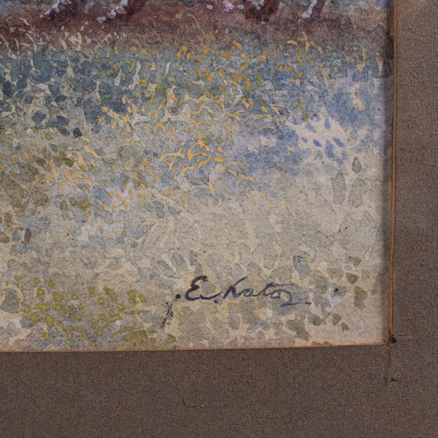 Vintage Landscape Painting, Japanese School, Watercolour, Art, Mid Century, 1960 For Sale - Image 9 of 12