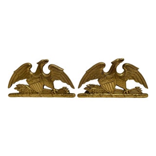 Pair of Virginia Metalcrafters Brass Eagle Bookends For Sale