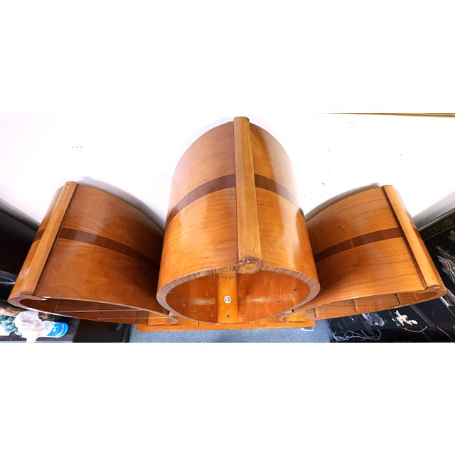 Vintage Art Deco Style Fan & Feather Shaped Three Section Lighted Display Cabinet For Sale - Image 12 of 18