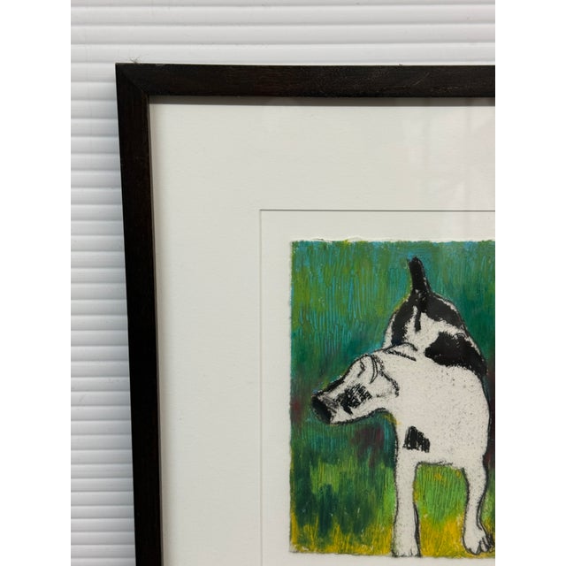 Contemporary Mixed Media Black & White Dog Artwork, Framed For Sale - Image 3 of 12