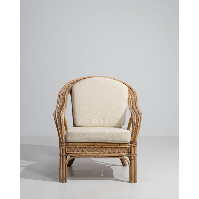 Mid 20th Century France Cream Bamboo Armchair For Sale - Image 4 of 11