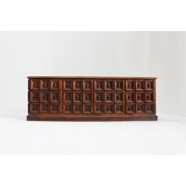 Spanish Brutalist Sideboard in Carved Wood, 1960s For Sale - Image 10 of 10