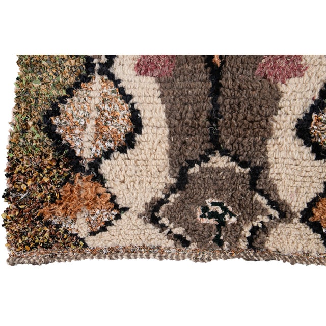 Ivory Vintage American Rag Handmade Multicolor Wool Rug For Sale - Image 8 of 10