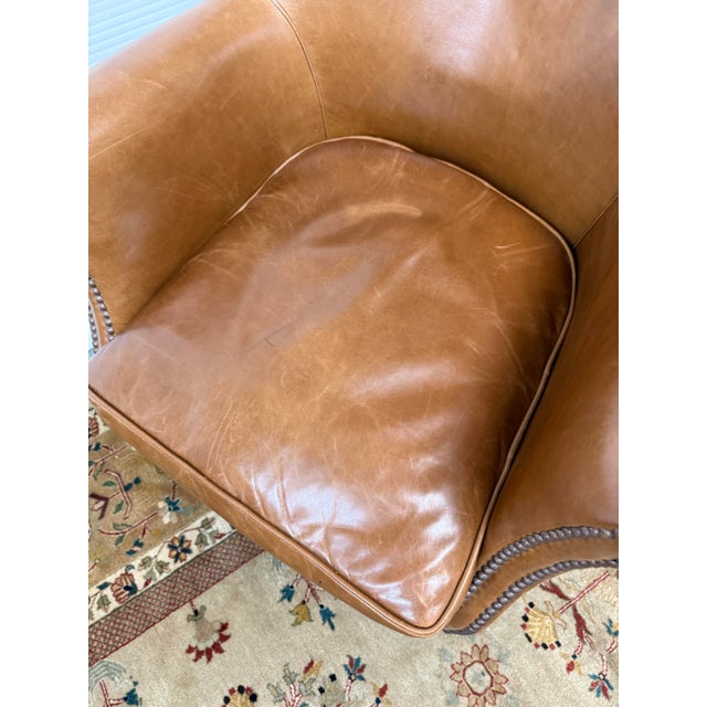 Animal Skin Sunrise Home Leather Wingback Armchair For Sale - Image 7 of 12