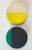 Add a 3D element to your contemporary space with a round disk in yellow and creamy white. Designed to hang on wall alone...