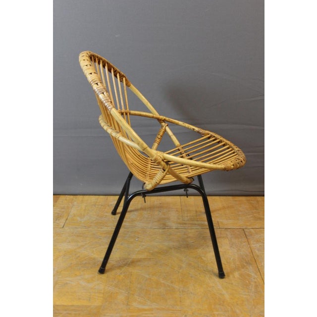 Black Rattan and Lacquered Iron Chair by Rohe Noordwole, 1950, Set of 5 For Sale - Image 11 of 16