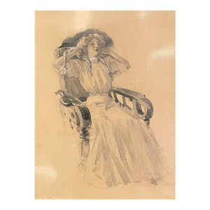 1890s Gibson Girl Style Watercolor by Snyder