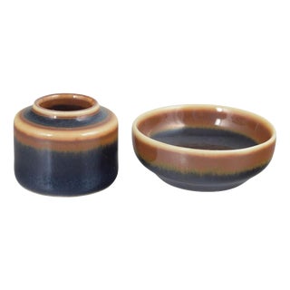Vintage Stoneware Vase and Bowl by Carl-Harry Stålhane for Rörstrand, Set of 2 For Sale