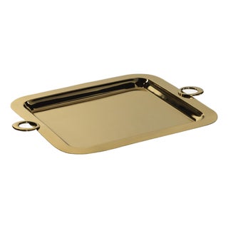 Ollie Gold Polished Brass Serving Tray, 21.25" x 15.5" For Sale